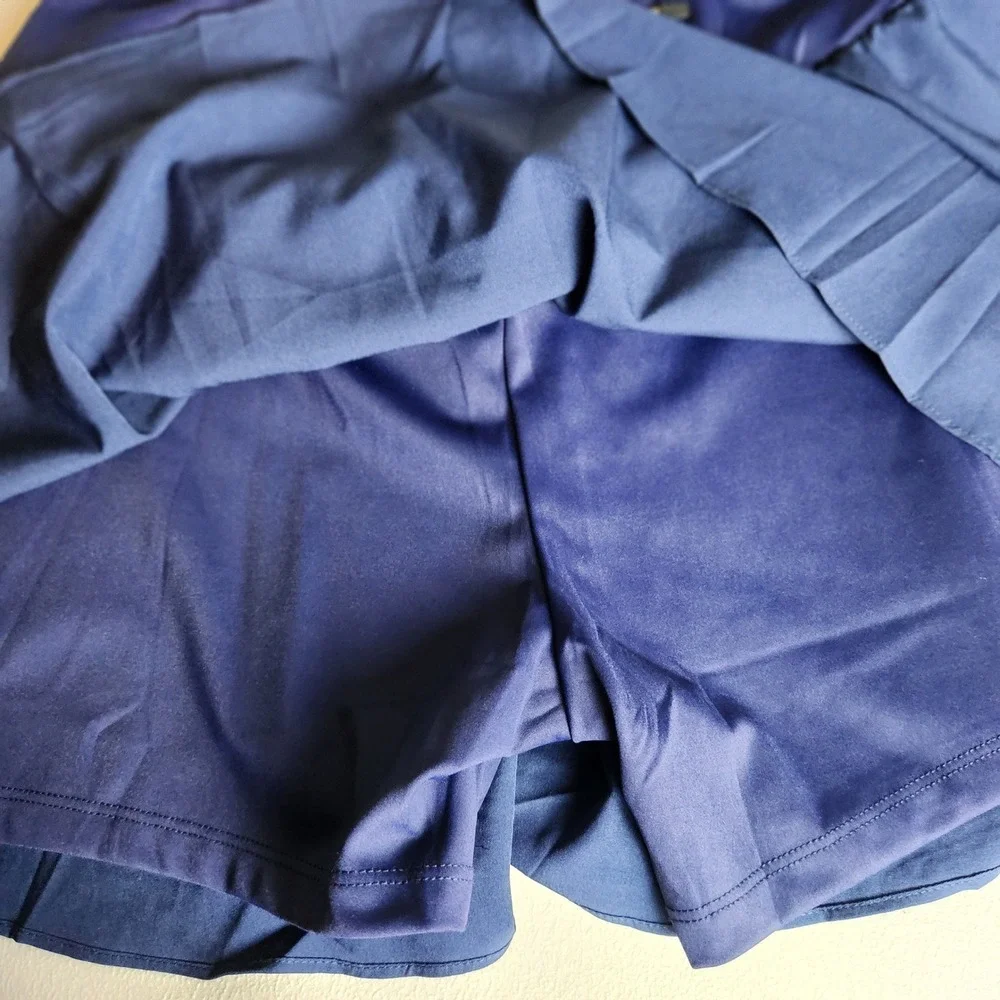 Pinspark Skort Navy Blue‎ Shiny Pleated Athletic Tennis Golf Skirt Medium NWT